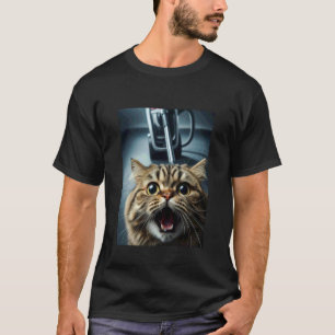 Grappige Perzische Kat Selfie met Stofzuiger Jacht T-shirt