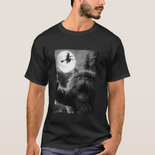 Grappige Perzische Kat Selfie Volle Maan Vliegende T-shirt
