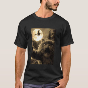 Grappige Perzische Kat Selfie Volle Maan Vliegende T-shirt