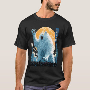 Grappige Perzische Kat Witte Kat Kaiju Monster Jap T-shirt
