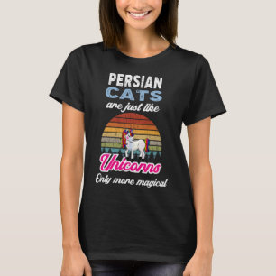 Grappige Perzische Katten Ontwerp Retro Eenhoorn T-shirt