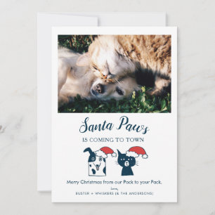 Grappige Pet Foto Santa Paws Kat Hond Kerstmis Feestdagenkaart