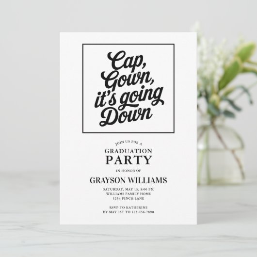 Grappige Pet Gown Het gaat naar beneden Graduation Kaart (Staand voorkant)