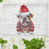 Grappige Pet Lover Vakantie Bulldog Kerstmis Theedoek (Gevouwen)
