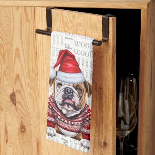 Grappige Pet Lover Vakantie Bulldog Kerstmis Theedoek (Derde Gevouwen)