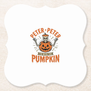 Grappige Peter Peter Pompoen Halloween Skelet Shir Kartonnen Onderzetters