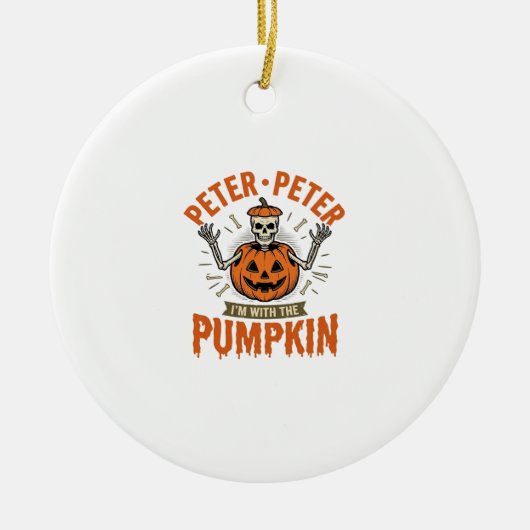 Grappige Peter Peter Pompoen Halloween Skelet Shir Keramisch Ornament (Voorkant)