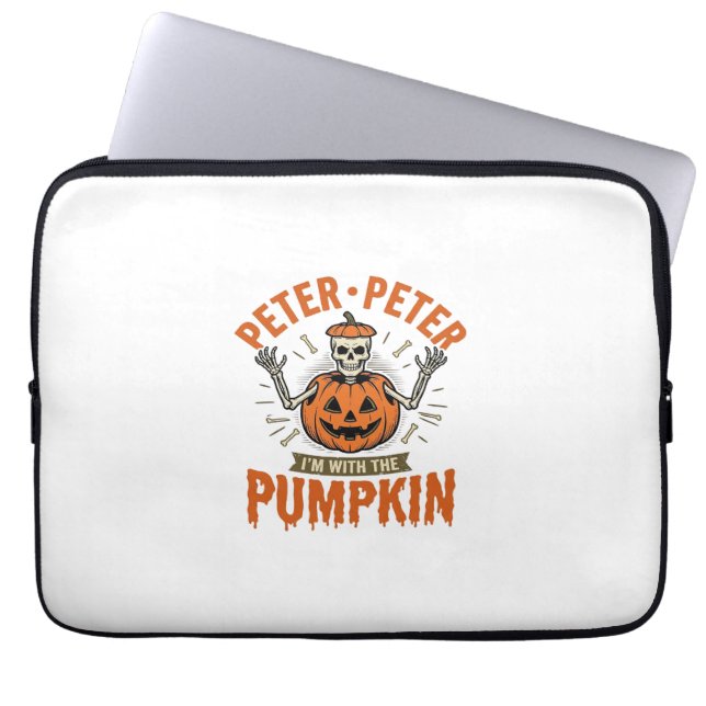 Grappige Peter Peter Pompoen Halloween Skelet Shir Laptop Sleeve (Voorkant)
