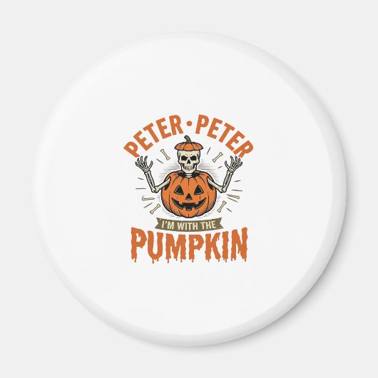 Grappige Peter Peter Pompoen Halloween Skelet Shir Magneet (Voorkant)