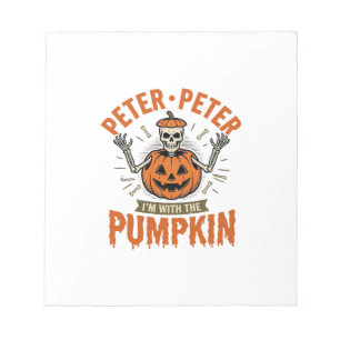 Grappige Peter Peter Pompoen Halloween Skelet Shir Notitieblok