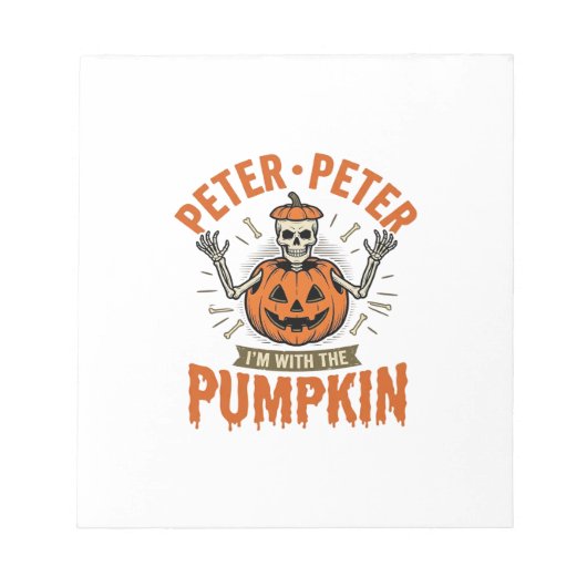 Grappige Peter Peter Pompoen Halloween Skelet Shir Notitieblok (Voorkant)