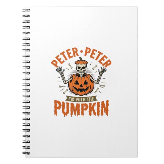 Grappige Peter Peter Pompoen Halloween Skelet Shir Notitieboek (Voorkant)