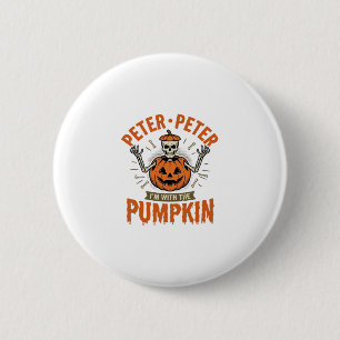 Grappige Peter Peter Pompoen Halloween Skelet Shir Ronde Button 5,7 Cm