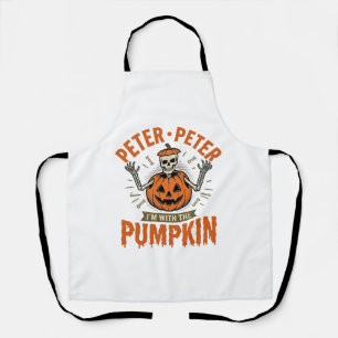 Grappige Peter Peter Pompoen Halloween Skelet Shir Schort