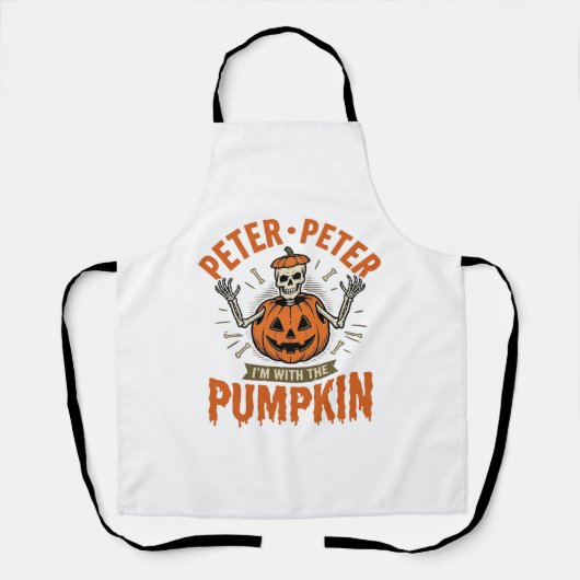 Grappige Peter Peter Pompoen Halloween Skelet Shir Schort (Voorkant)