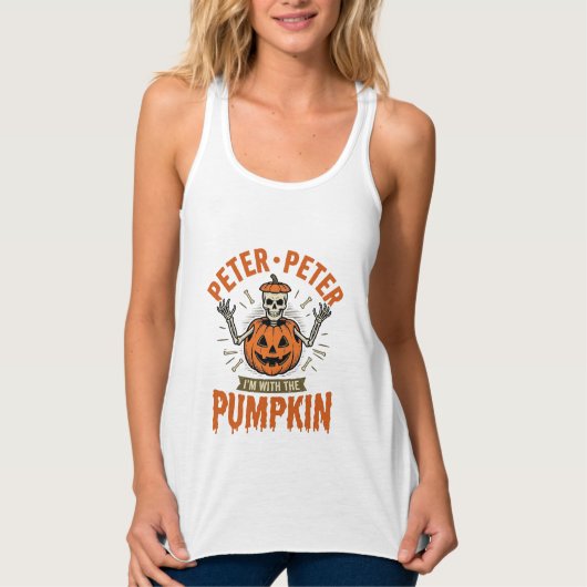 Grappige Peter Peter Pompoen Halloween Skelet Shir Tanktop (Voorkant)