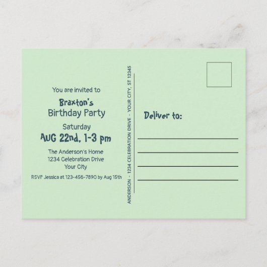 Grappige peuter Jongen T-Rex Verjaardag uitnodigin Uitnodiging Briefkaart (Achterkant)