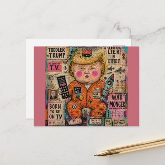 Grappige Peuter President Briefkaart (Voorkant / Achterkant in situ)