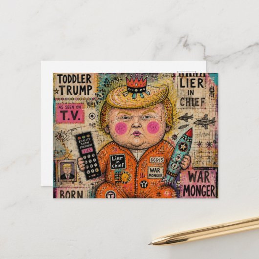 Grappige Peuter President Briefkaart (Voorkant / Achterkant in situ)