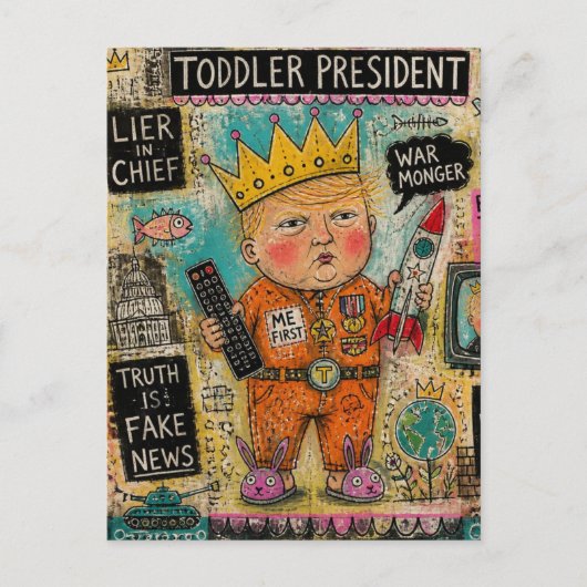Grappige Peuter President Cartoon Collage Briefkaart (Voorkant)