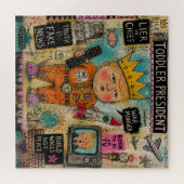 Grappige Peuter President Cartoon Collage Legpuzzel (Horizontaal)