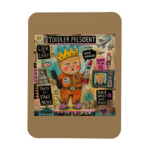 Grappige Peuter President Cartoon Collage Magneet