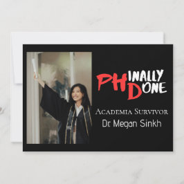 Grappige PhD afstudeerfoto 'Eindelijk Klaar' Feestdagenkaart