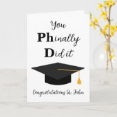 Grappige PhD afstuderen kaarten (Gele Bloem)