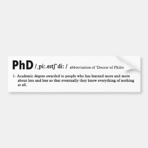 grappige phd-definitie bumpersticker