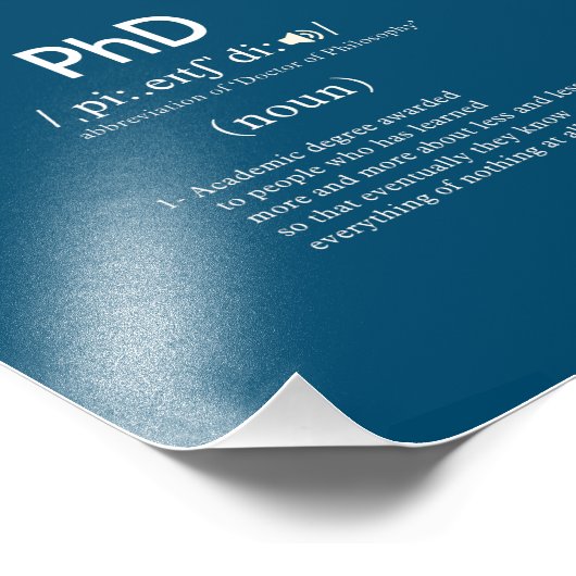 grappige phd-definitie foto afdruk (Hoek)