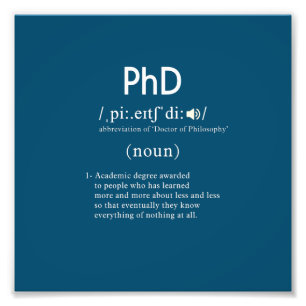 grappige phd-definitie foto afdruk