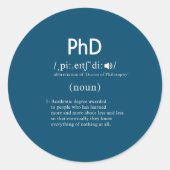 grappige phd-definitie ronde sticker (Voorkant)
