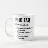 Grappige PhD FAQ koffiemok voor onderzoekers (Links)