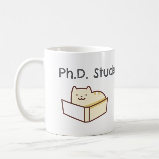 Grappige PhD Student Mok-Schattigee Cat-Academisch Koffiemok (Links)