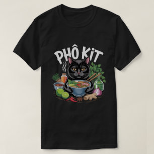 Grappige “Phô Kit” Zwarte Kat T-Shirt