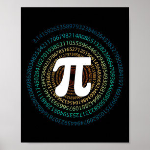 Grappige pi dag 3.14 pi spiraal Wiskunde geek stud Poster