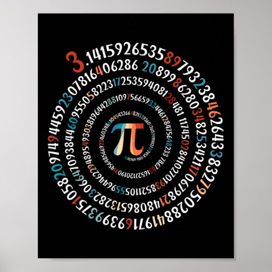 Grappige Pi-dag 3.14 Pi-symbool spiraal nummer wis Poster (Voorkant)