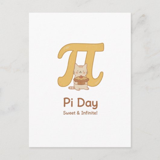 Grappige Pi-dag dier met taart – Cadeau voor wisku Feestdagenkaart (Voorkant)