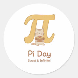Grappige Pi-dag dier met taart – Cadeau voor wisku Ronde Sticker