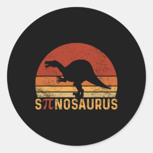 Grappige Pi-dag grap Spinosaurus dinosaurus wiskun Ronde Sticker