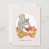 Grappige Pi Day Eekhoorn met Taart Feestdagenkaart (Voorkant)