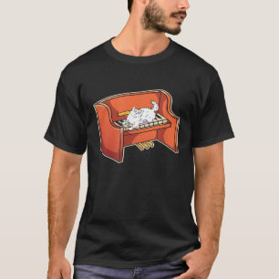 Grappige Pianist Kat Dieren Kinderen Cadeau Muziek T-shirt