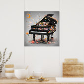 Grappige piano dromen poster (Keuken)
