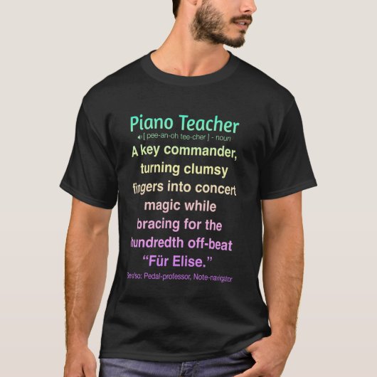Grappige Pianoleraar T-shirt (Voorkant)