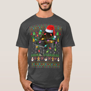 Grappige pianomuziek liefhebber Xmas kerstman hoed T-shirt