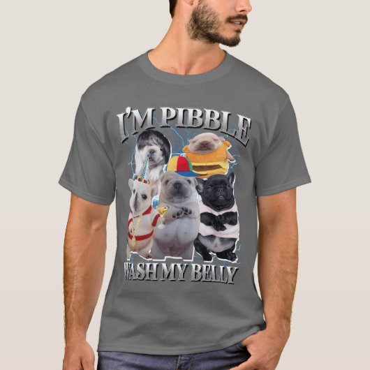 Grappige Pibble Hond Meme Brainrot Was Mijn Buik T-shirt (Voorkant)