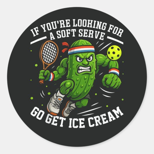 Grappige Pickle die Pickleball speelt Ronde Sticker (Voorkant)