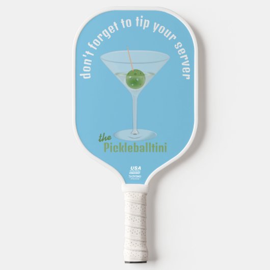 Grappige Pickle Martini Tip Uw Server - Blauw Pickleball Paddle (Voorkant)