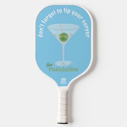 Grappige Pickle Martini Tip Uw Server - Blauw Pickleball Paddle (Achterkant)