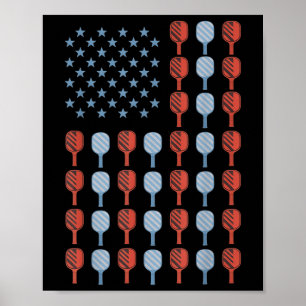 Grappige Pickleball Amerikaanse Vlag USA Mannen Vr Poster